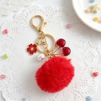 Porte-clés créatif de dessin animé, mignon pompon coloré en forme de fruit, breloque de sac, pendentif en peluche, petit cadeau accessoire