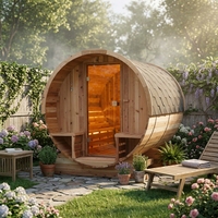 Sauna extérieur Bropool pour 4 à 6 personnes, en cèdre rouge massif, design moderne de villa, panneau de commande informatisé, transom 6 kW