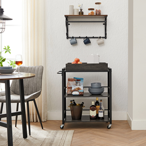 Chariot <span class=keywords><strong>de</strong></span> <span class=keywords><strong>cuisine</strong></span> moderne <span class=keywords><strong>VASAGLE</strong></span> à 3 niveaux en métal sur roulettes avec rangement pour la maison, l'hôtel et la salle à manger - Product Image 2