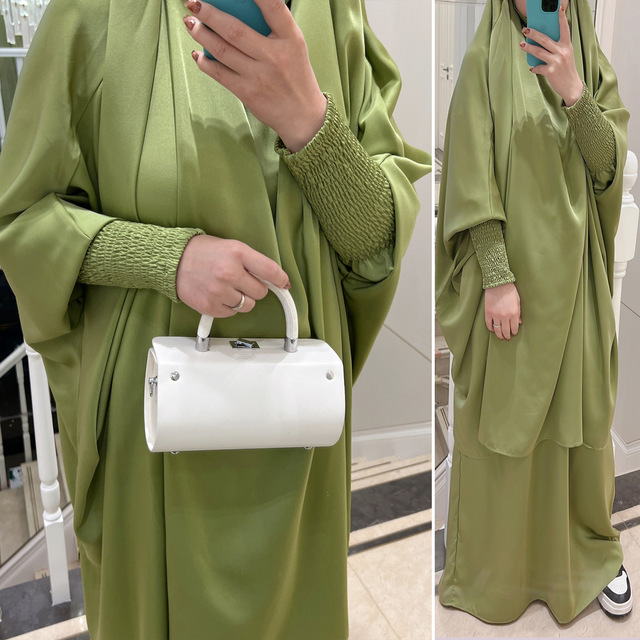 Bestselling Arab Abaya satin top and skirt 2-piece set Women's Islamic dress set