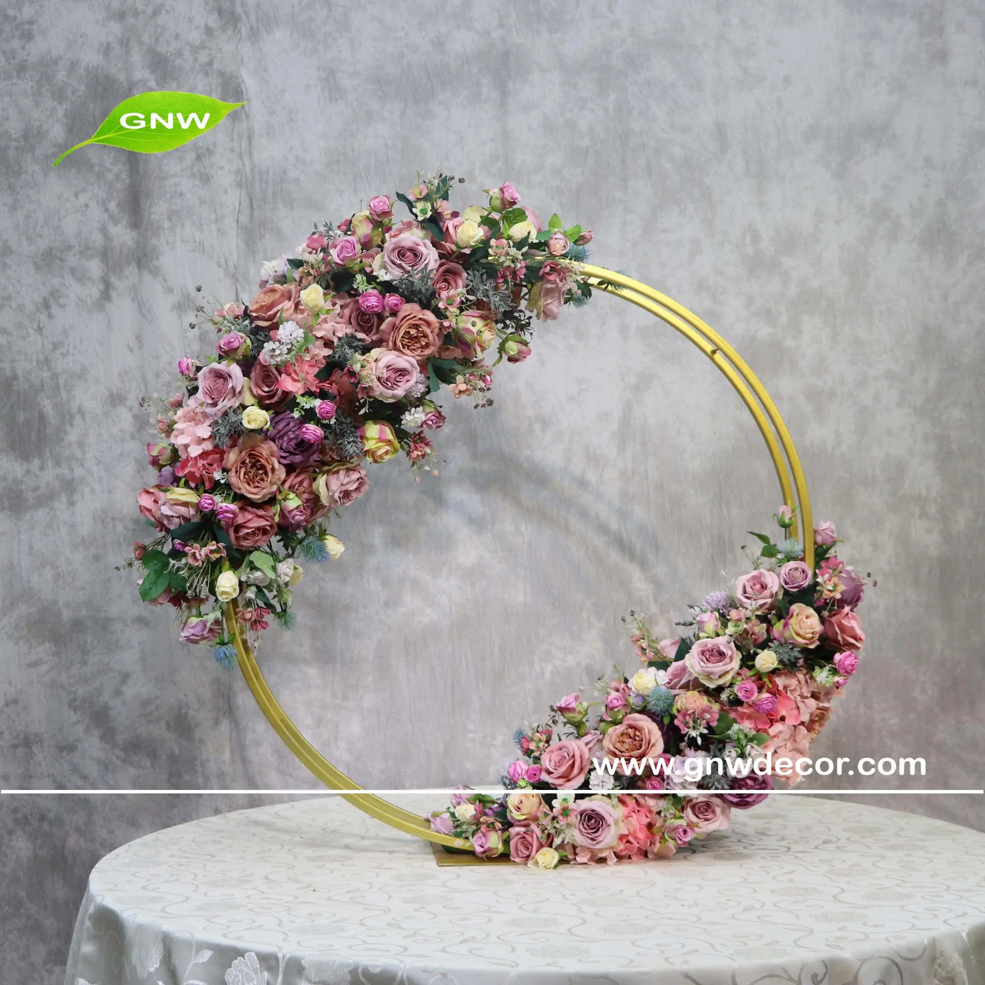 GNW Пурпурная роза и зеленый цветочный стол Свадебные цветы центральные части цветочный дизайн