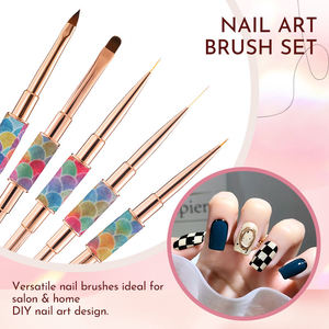 Salon Grade <b>Glitter</b> Pink Fish Scale Detachable Metal Handle Nail Brush Soft Anti Shedding Multifunctional Nail Art <b>Pen</b> Tool - Product Image 6