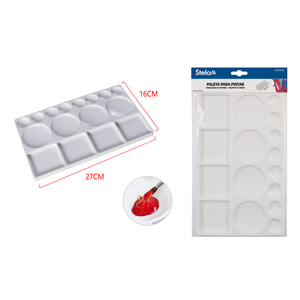 Tavolozza per colori rettangolare in plastica a 16 scomparti con motivo per artisti e studenti - Product Image 1