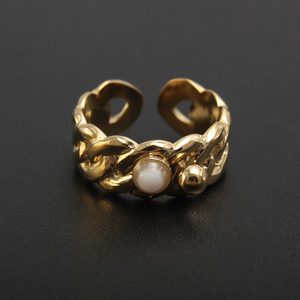 Ajustável Aço Inoxidável 18K Banhado A Ouro Gemas Naturais Pedra Oco Simples Anel Moda Mulheres Homens Jóias Atacado Pode Personalizado - Product Image 5