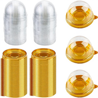 QCAda 100 petites boîtes cadeaux transparentes en plastique de qualité alimentaire pour cupcakes, gâteaux de lune, anniversaires, fêtes (dorées)