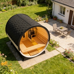 Sauna en bois massif de cèdre rouge pour l'extérieur, moderne, en forme de tente, avec chauffage infrarouge au carbone, capacité 8/6/4/2 personnes, électrique/à bois - Product Image 3