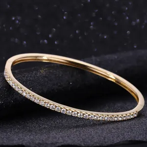 Starsgem Fashion Jewelry 10K Gold Opening Bangle With Moissanite Diamond Bracelets