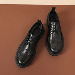 Mocassins d'été pour hommes en cuir pleine fleur de vachette, à semelle épaisse, bout rond, style coréen, décontractés et professionnels - Product Image 5