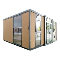 Casa Contenedor de Vidrio de Doble Ala, Expandible, Precio de Fábrica, Dormitorios, Villa Prefabricada, Espacio Auxiliar para Patio Trasero