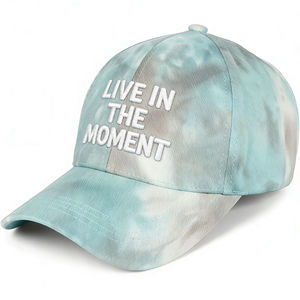 Casquette de baseball à 6 panneaux Tie-Dye – Casquette Snapback légère et respirante avec broderie « Live in The Moment » pour les sports de plein air - Product Image 3