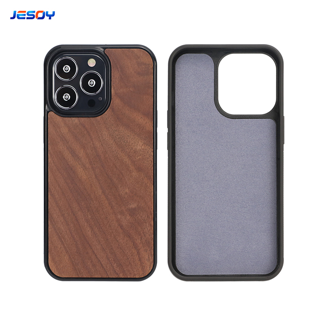 Wholesale Personalised Engraved Microfiber Wood Cell Phone Casing Mobile Covers Wooden Phone Case for Iphone 7 13 Pro Max