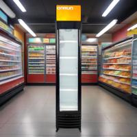 Réfrigérateur vertical à porte vitrée de 150 L, refroidissement par air, capacité de 100 bouteilles, verrouillage de la porte, équipement de réfrigération commercial