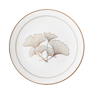 <b>Leaf</b> Plates Party Ceramics Luxury Plates Restaurant Ceramic <b>Light</b> Gold Content Plates Dinnerware Sets - Product Image 3