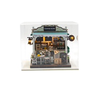 Prix de gros Nouveau produit M2506 Maison de poupée en bois style café, kit de maison de poupée miniature de style européen avec housse anti-poussière