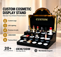 Support d'affichage cosmétique en acrylique LED personnalisé à 3 niveaux pour comptoir, présentoir de maquillage, de parfums et de soins de la peau avec logo