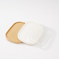 Boîte alimentaire carrée jetable en papier kraft imperméable pour salades, déjeuners, collations, événements en plein air, piscine, usine