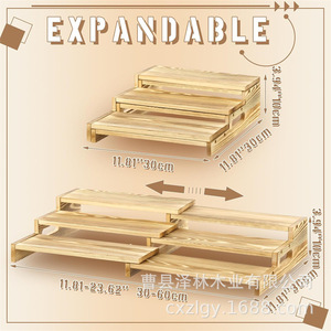 Wooden Kitchen <b>Storage</b> <b>Rack</b> 3 Floors Expandable Countertop Organizer For Coffee Cups Condiment <b>Bottles</b> - Product Image 5