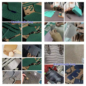 Borsa di Lusso 100% Artigianale in Pelle di Coccodrillo dell'Himalaya, <span class=keywords><strong>Clutch</strong></span> con Bottoni in Pelle di Alligatore e Struzzo Cucita a Mano con Filo Cerato Francese - Product Image 6