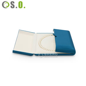 กล่องใส่เครื่องประดับหนัง PU สีน้ำเงินแบบสองประตู ขายส่งราคาถูก พร้อมโลโก้ - Product Image 6