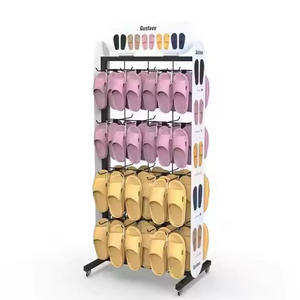 <span class=keywords><strong>Zapatillas</strong></span> de rejilla de alambre de Metal modernas ecológicas personalizadas de fábrica certificada, estante de exhibición de pie de un solo lado, fácil montaje - Product Image 3