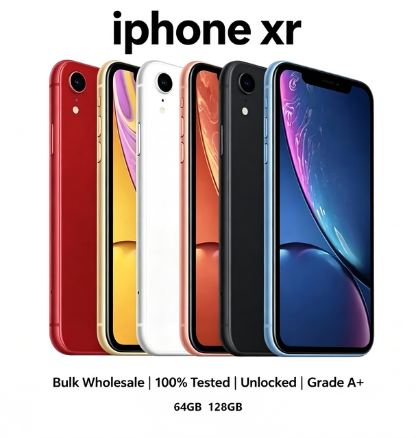 Unlocked Used iPhone XR Original  64GB 128GB Battery Health Over 85% Wholesale Bulk Second Hand Mobile Phone Low MOQ Mix Order
