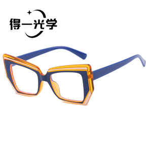Cat Eye Glasses Color-Blocked Anti-Blue Light Women's Fashion Optical <b>Eyewear</b> - Product Image 1