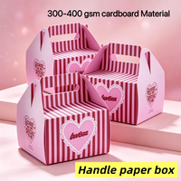 Boîte cadeau rose personnalisée en papier alimentaire avec protection UV, matériaux recyclés, boîtes rigides pour collations, gâteaux, avec poignée