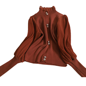 Maglione in tinta unita a maniche lunghe a maniche lunghe lavorato a maglia <span class=keywords><strong>corta</strong></span> da <span class=keywords><strong>donna</strong></span> - Product Image 5