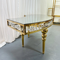 Nouvelle conception de table de mariage de luxe en acier inoxydable doré, table de la mariée, table de la mariée et du marié
