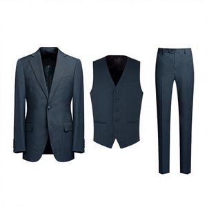 Traje de Negocios para Hombre, Verde Oscuro, Casual, Blazer de Un Solo Pecho + Chaleco + Pantalones con Cierre, Talla Grande, Corte Entallado, Diseño Bird's Eye - Product Image 3