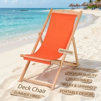 Chaise longue gonflable portable et pliable en tissu et bois avec logo personnalisé, idéale pour les événements en plein air, la plage ou l'hôtellerie