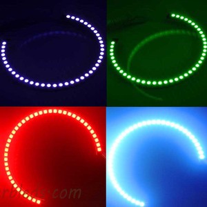 2022 mới 174mm 5050 54smd dòng chảy RGB nhảy múa đuổi theo Halo Vòng thiên thần mắt đèn pha cho Dodge Challenger - Product Image 3