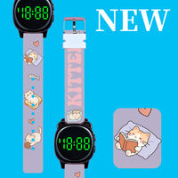 Montre numérique LED à écran tactile, motif chat mignon, pour homme, femme et étudiant, style simple, décontracté et sportif, vente en gros