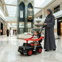Mobil Dorong Anak 3-in-1 Mewah dengan Pegangan Dorong dan Pelindung yang Dapat Dilepas, Kereta Dorong Balita dengan Musik & Lampu, Kotak Hadiah Premium