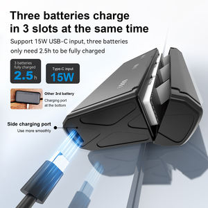 Boîte de chargeur portable <span class=keywords><strong>Telesin</strong></span> <span class=keywords><strong>Gopro</strong></span> à 3 emplacements avec 2 batteries Stamina pour <span class=keywords><strong>GoPro</strong></span> Hero9/10/11/12 - Product Image 5