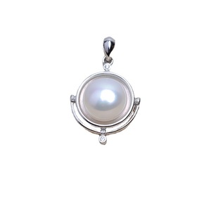 Colgante de Globo de Plata S925 con Perla de Mármol de 10.8mm, Accesorios para DIY, Bandeja Vacía Semiterminada JG5301, Colgantes y Dijes de Perla - Product Image 5