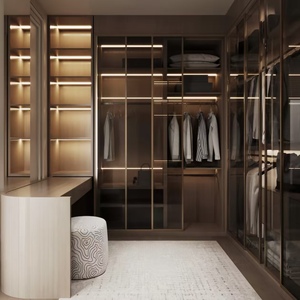 BALOM Modern Style Aluminum Frame Glass <b>Sliding</b> Door Walk in Closet Modular Custom Bedroom Furniture OEM Factory - Product Image 4