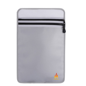 Bolsa portátil de dos bolsillos para almacenamiento de documentos y efectivo, resistente al fuego y al agua, decoración de bloqueo de fibra de vidrio recubierta de silicona que no pica - Product Image 1