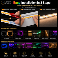 Bande LED COB personnalisée OEM, haute densité, flexible, monochrome, RGB adressable, IP20, IP65