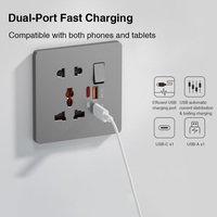 Interruptores y Enchufes de Pared Negros Mate Estándar del Reino Unido con Grabado Personalizado |   Puertos de Carga USB de 10A e Indicadores LED, Material de PC