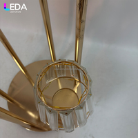 LEDA Chandelier de luxe en métal doré à six lumières avec abat-jour transparents pour décoration de mariages et événements