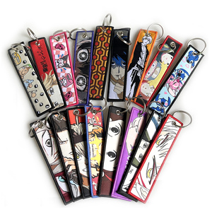100 Thiết Kế Chất Lượng Cao Nhà Máy Tùy Chỉnh Vòng Chìa Khóa Phim Hoạt Hình Vải Keyring Satoru Gojo Dệt Logo Máy Bay Phản Lực Tag Móc Chìa Khóa Thêu - Product Image 1