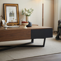 Mesa de Centro para Sala de Estar Pequeña, Rectangular, Completamente Ensamblada, Mesa de Té Multifuncional con Almacenamiento