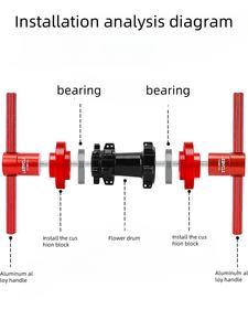 Juego de ruedas de eje de <span class=keywords><strong>bicicleta</strong></span> de montaña, base de torre de tambor de flores, rodamiento Peilin, herramienta de instalación de presión estática universal - Product Image 3
