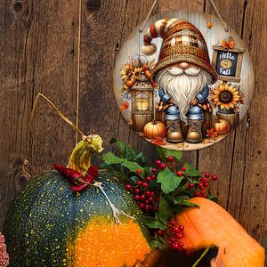 Colgante de hoja de arce de madera para otoño y Acción de Gracias, decoración para fiestas de la cosecha, placa de puerta de gnomo calabaza - Product Image 2