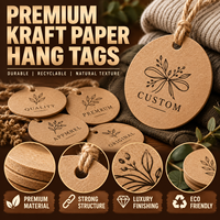 Étiquettes suspendues rondes en papier de style vintage personnalisées avec ficelle pour sacs cadeaux, vêtements pour enfants, jeans, chaussures