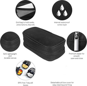 Canvas Bag Travel Pill Organizer 2 Times a Day <b>Large</b> AM/PM Weekly Pill <b>Box</b> 7 Day Pill Case Portable Zipper - Product Image 6