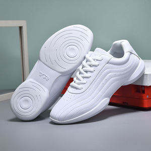 Yingrui microfibra cuero gimnasio niñas blanco aeróbico zapatos jóvenes porristas entrenamiento atlético cómodo Jazz zapatos - Product Image 1