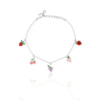 Bijoux personnalisés Bracelet à breloques de corbeille de fruits de haute qualité en argent sterling 925 plaqué or Bracelets de bijouterie fine pour femmes filles