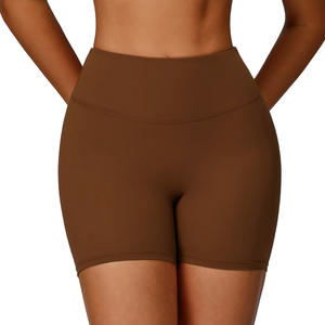 Shorts de sport taille haute ajustés pour femme Zechuang, couleur café premium, pour le yoga et la course à pied 2029 - Product Image 1